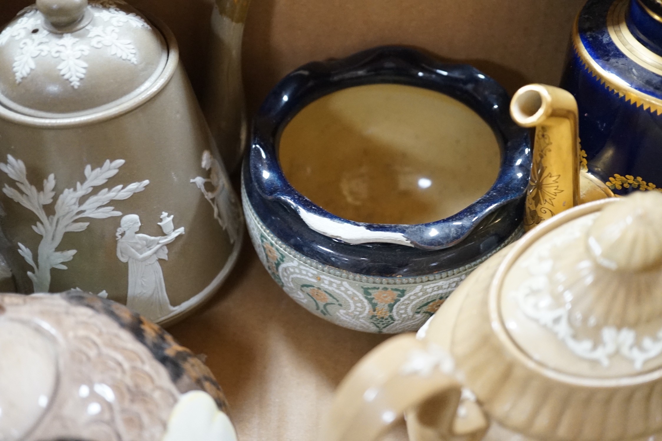 A selection of novelty, and other, teapots